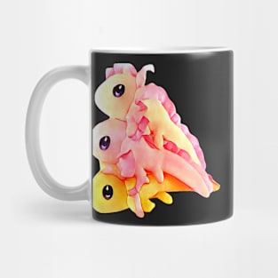 Three axolots snuggle together Mug